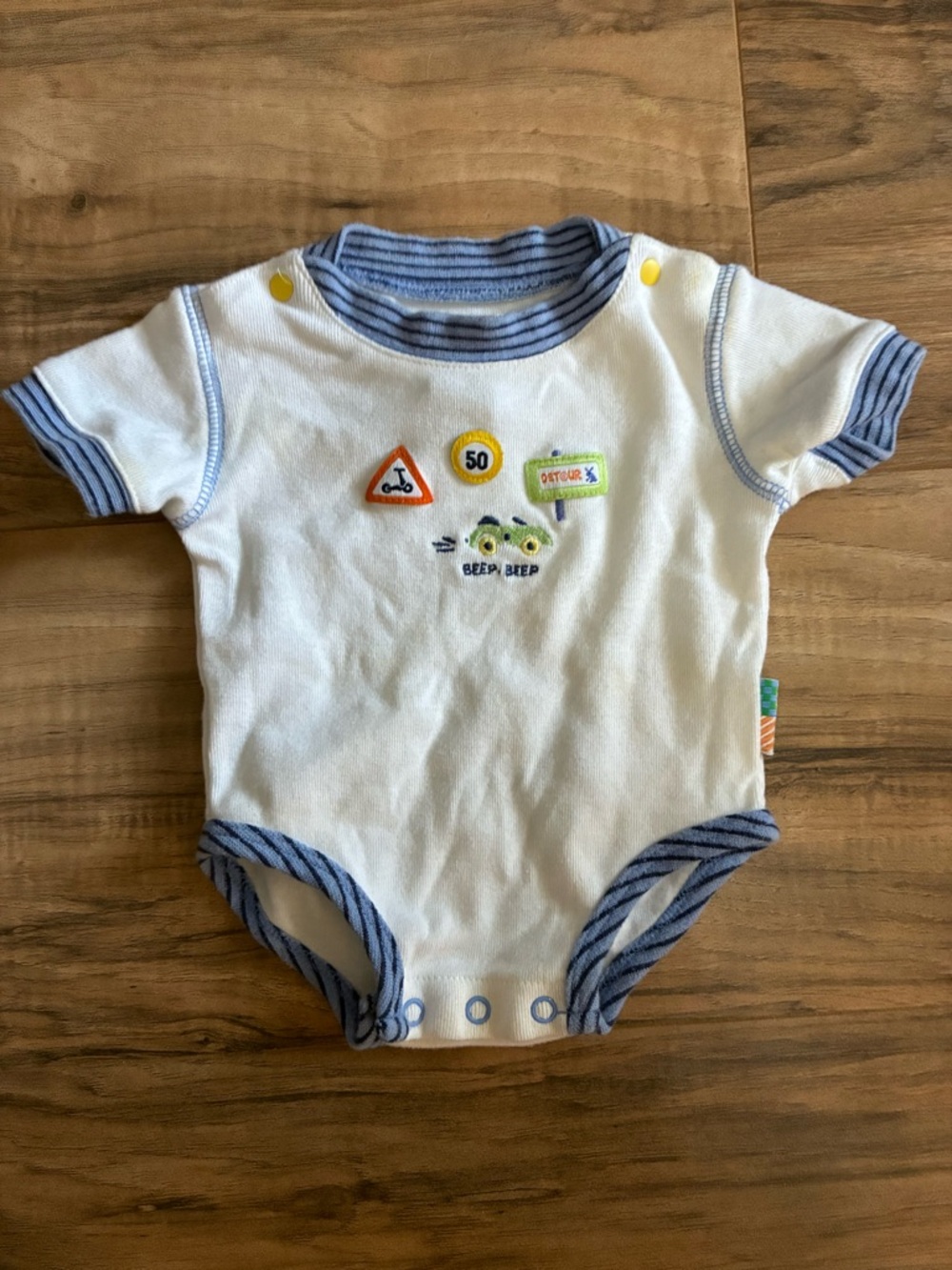 Gymboree White & Blue Baby Onesie